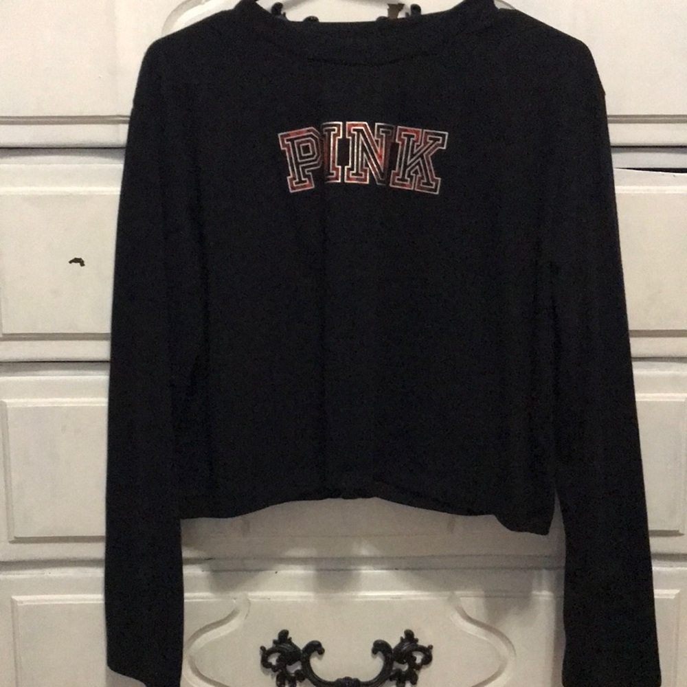 PINK black crop top